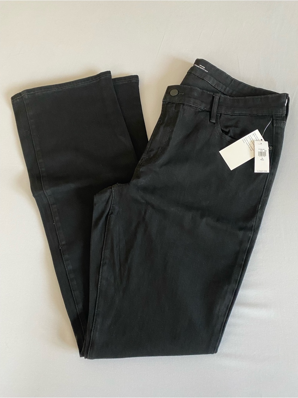 Old Navy Womens Mid-Rise Kicker Boot-Cut Jeans Size 14 Tall Black Denim